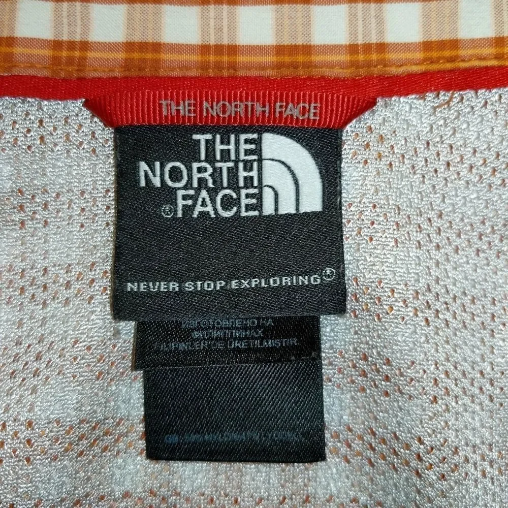 THE NORTH FACE orange plaid short sleeve‎